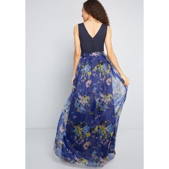 Modcloth dress array of invitations maxi tie waist size xs - Picture 2 of 11